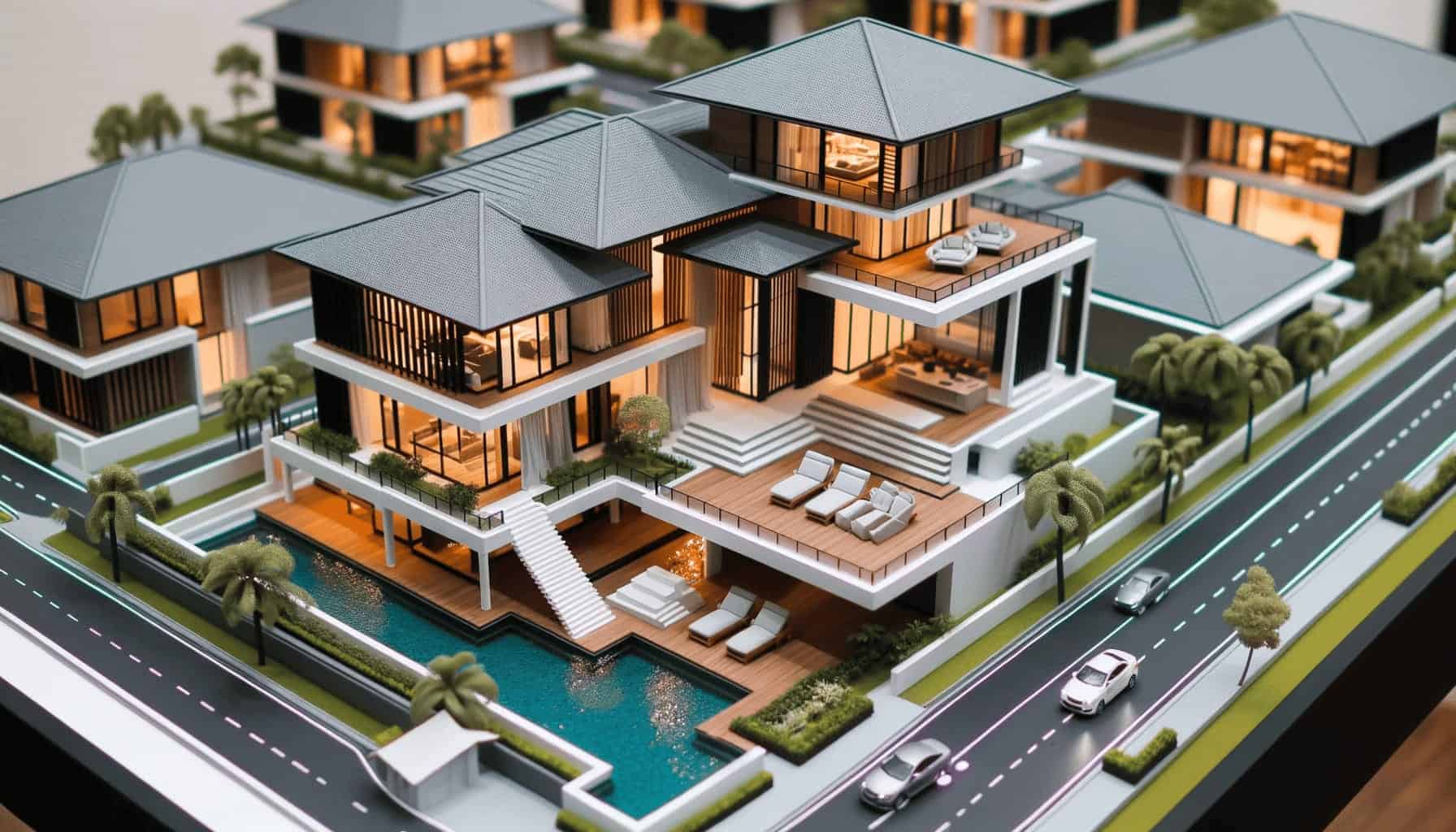 DALL·E 2023 10 19 15.49.58 Photo of a detailed architectural model of a modern Malaysian home